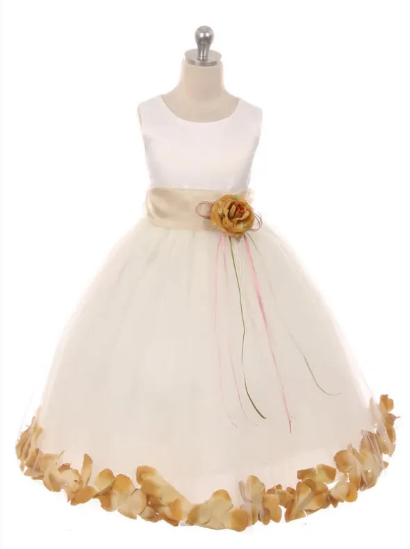 160B White Satin Flower Petal Girl Dress (1 of 2 selections)