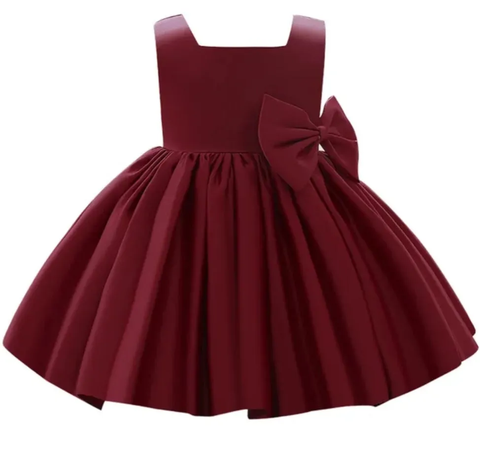 Burgundy Special Occasions Dress with Big Bow (Clip on) #1000263