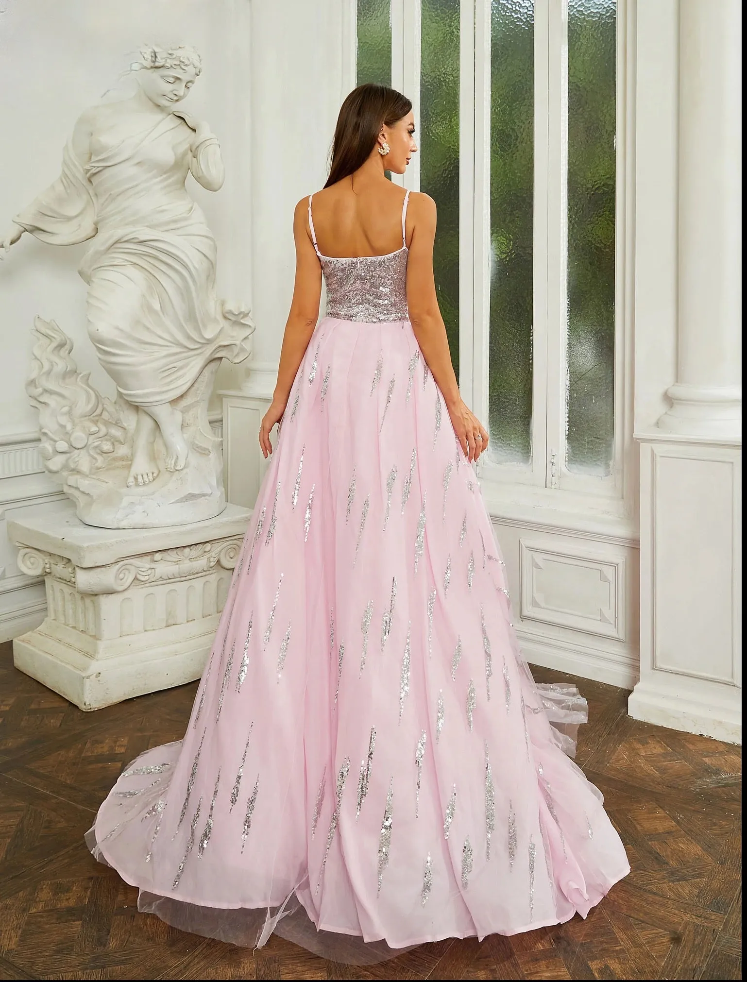Chic Elegant Spaghetti A Line Split Evening Formal Party Dress
