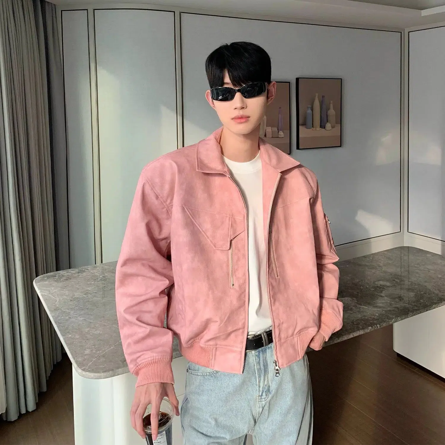 Cui Structured Shoulder PU Leather Jacket