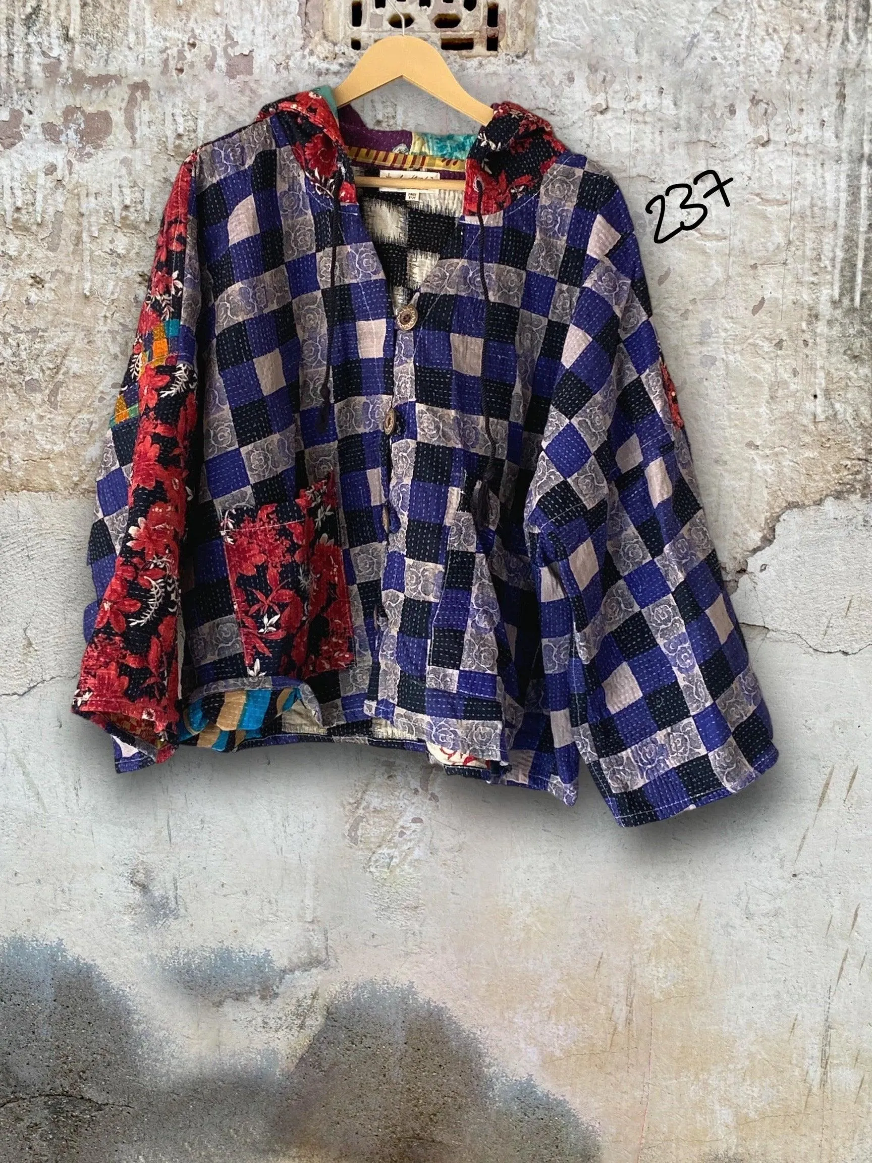 Half Moon Cropped Hooded Jacket by Kantha Bae