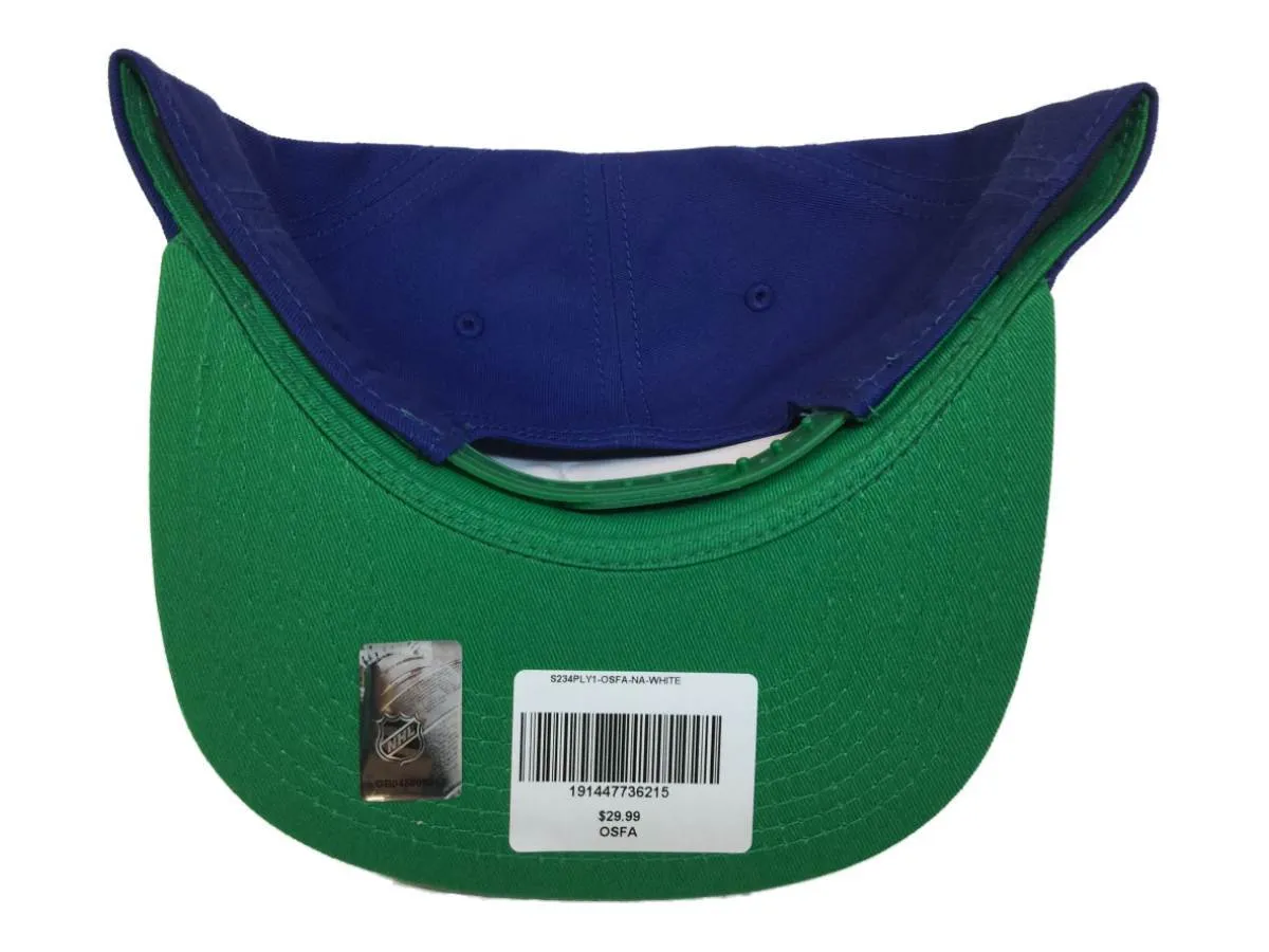 Hartford Whalers Fanatics Blue "Dispatch" Knit Adj. Snapback Flat Bill Hat Cap