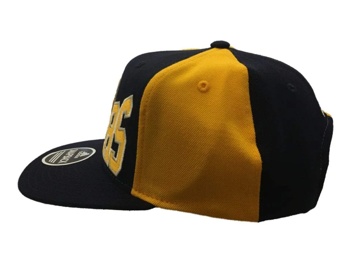 Indiana Pacers Adidas Navy Yellow Panel Structured Snapback Flat Bill Hat Cap