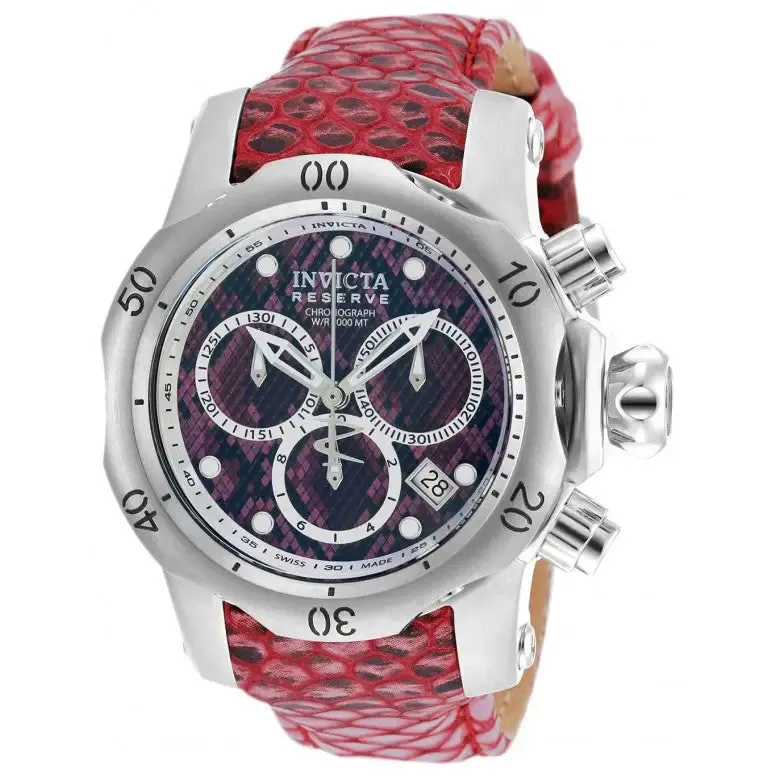 Invicta Men's Venom Chronograph 1000m Red Reptile Print Leather Watch 18309