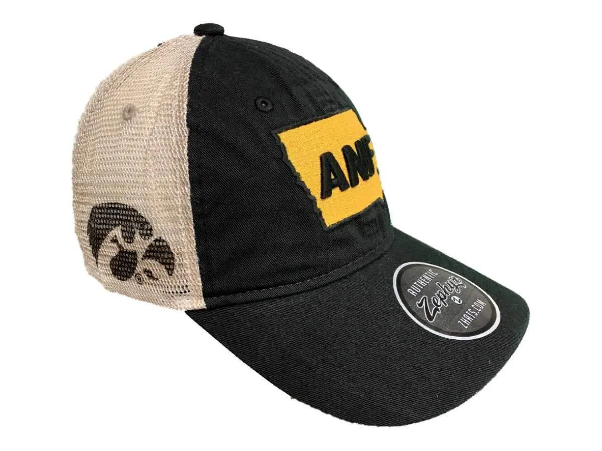 Iowa Hawkeyes Zephyr ANF America Needs Farmers Black Mesh Adj. Slouch Hat Cap