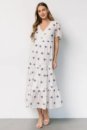 Jesenia Embroidered Dress | Off White   Navy