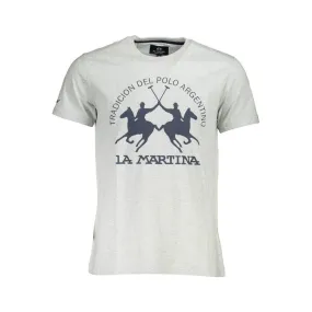 La Martina Gray Cotton Men T-Shirt