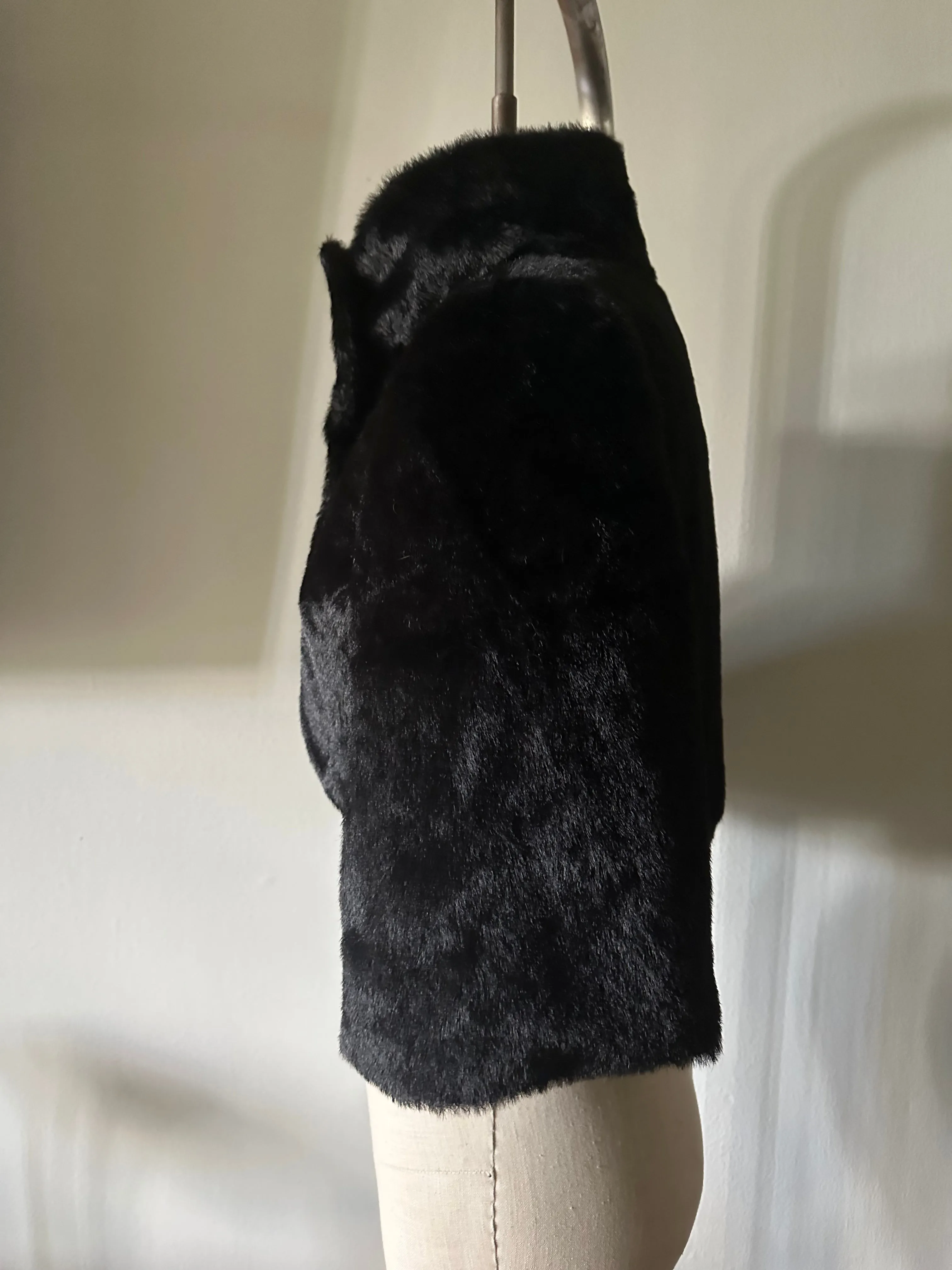 Ladies Black Faux Fur Cropped Jacket
