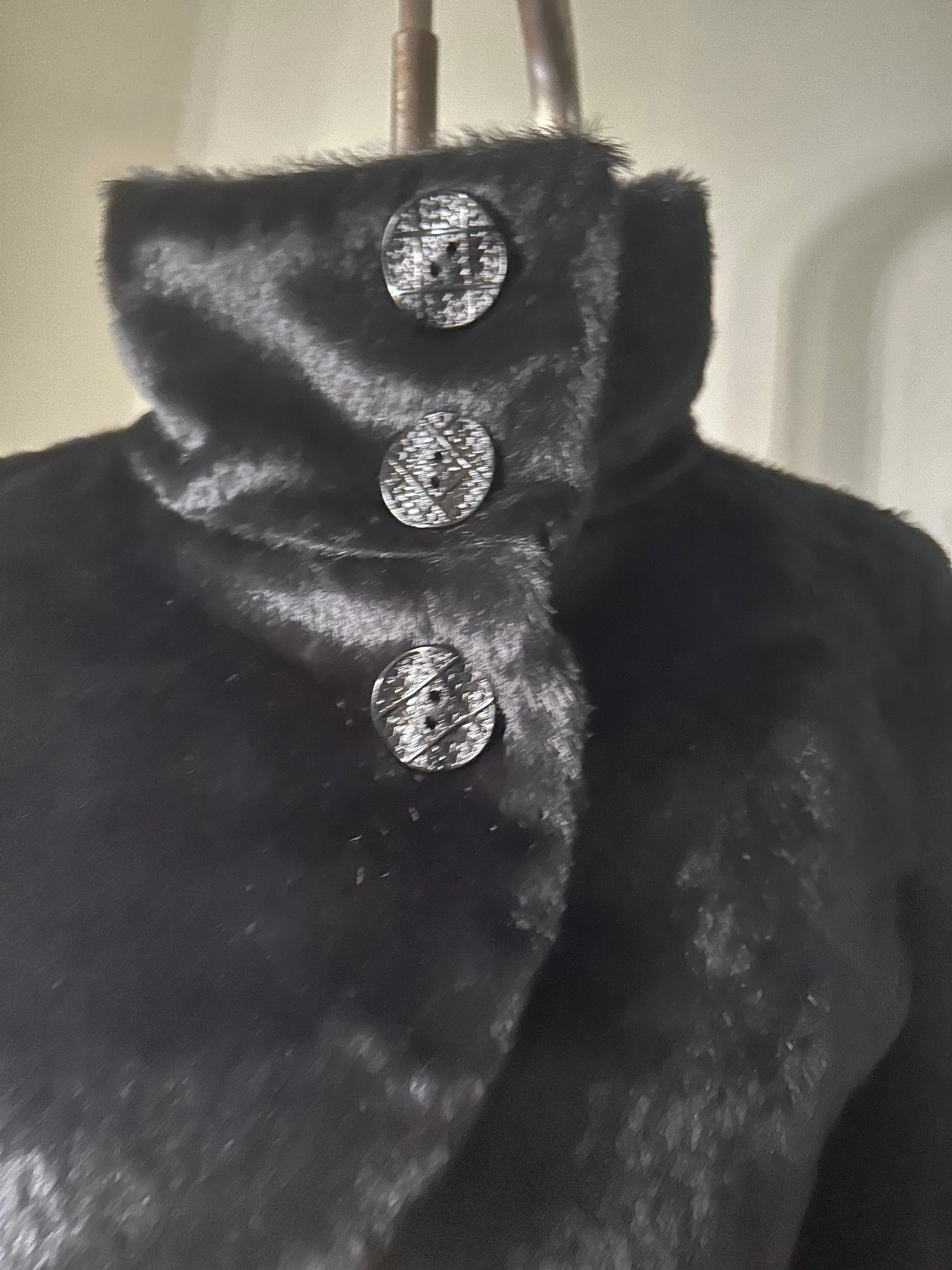 Ladies Black Faux Fur Cropped Jacket