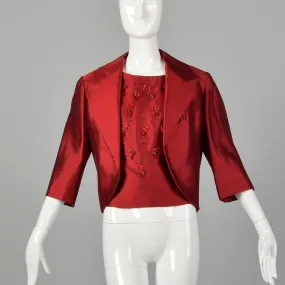 Large 1960s Red Top and Jacket Set