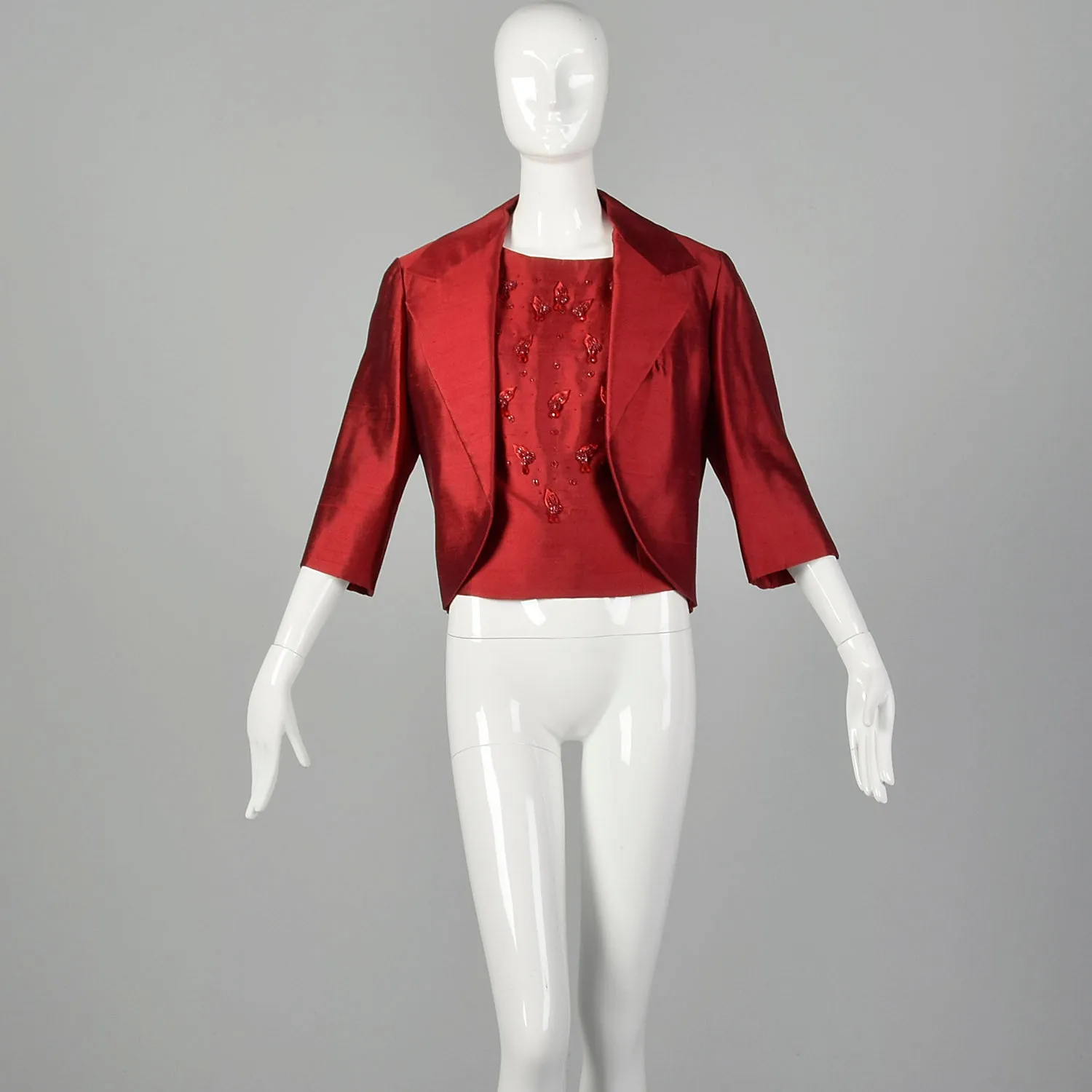Large 1960s Red Top and Jacket Set