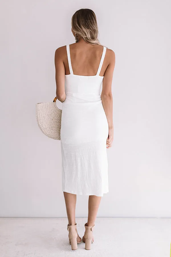 Long Beach Bombshell Midi Dress in Ivory