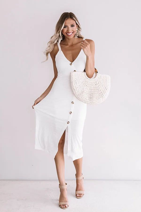 Long Beach Bombshell Midi Dress in Ivory