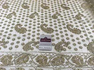 Metallic Embroided and Stone work lace mesh Dress Net Fabric 46" Wide M625
