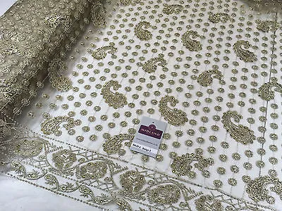 Metallic Embroided and Stone work lace mesh Dress Net Fabric 46" Wide M625