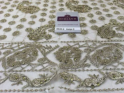 Metallic Embroided and Stone work lace mesh Dress Net Fabric 46" Wide M625