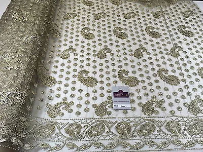 Metallic Embroided and Stone work lace mesh Dress Net Fabric 46" Wide M625
