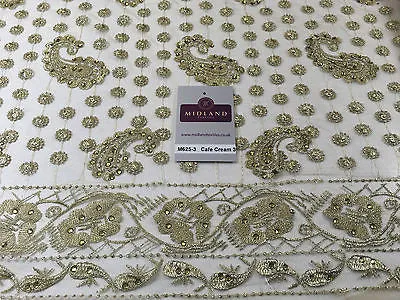 Metallic Embroided and Stone work lace mesh Dress Net Fabric 46" Wide M625