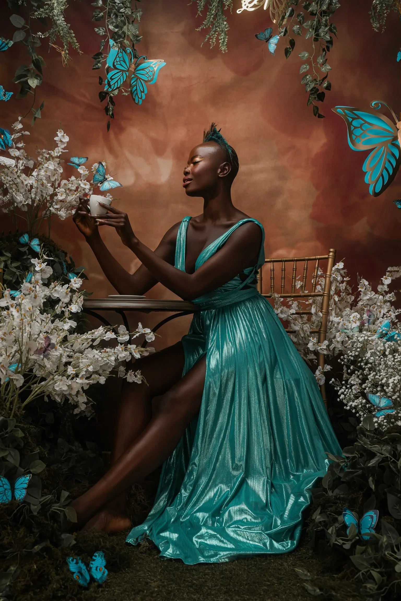 Metallic Goddess Dress - Turquoise