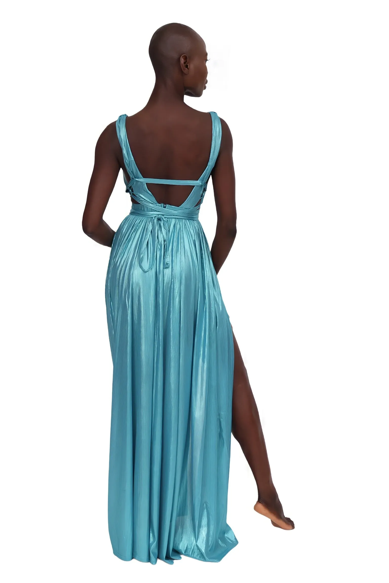 Metallic Goddess Dress - Turquoise