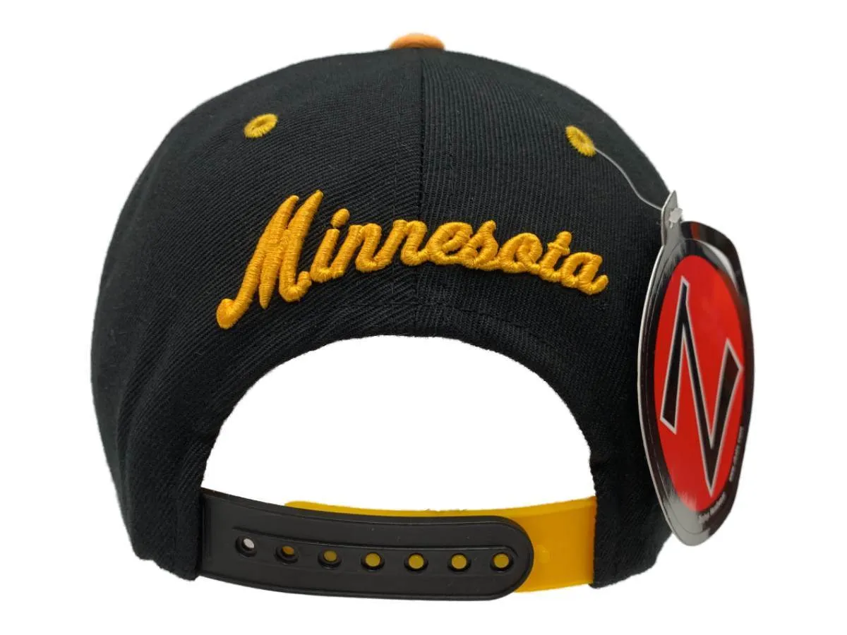 Minnesota Golden Gophers Zephyr Black & Gold Snapback Flat Bill Hat Cap