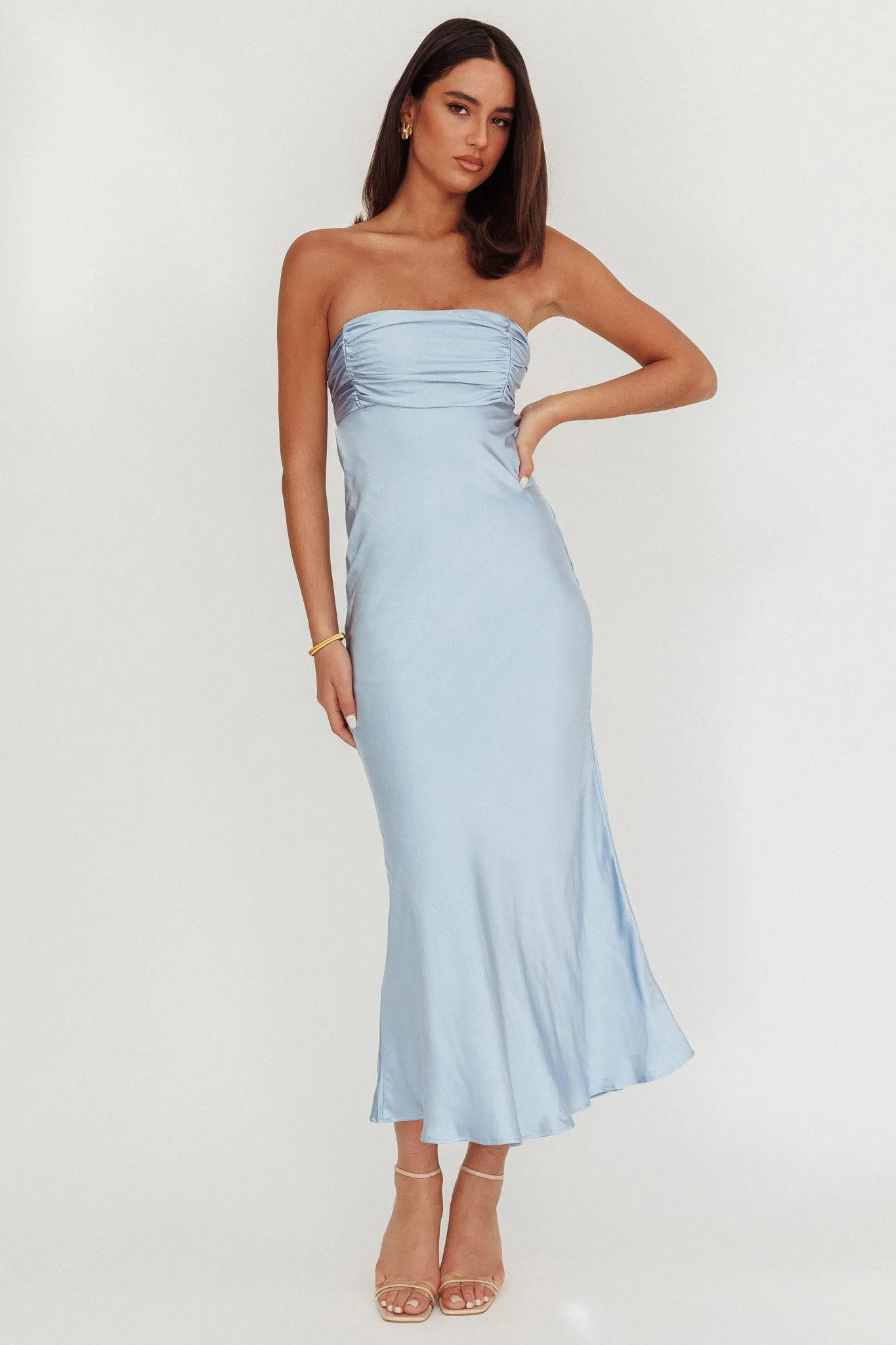 Moon Song Strapless Laced Back Dress Midnight Blue