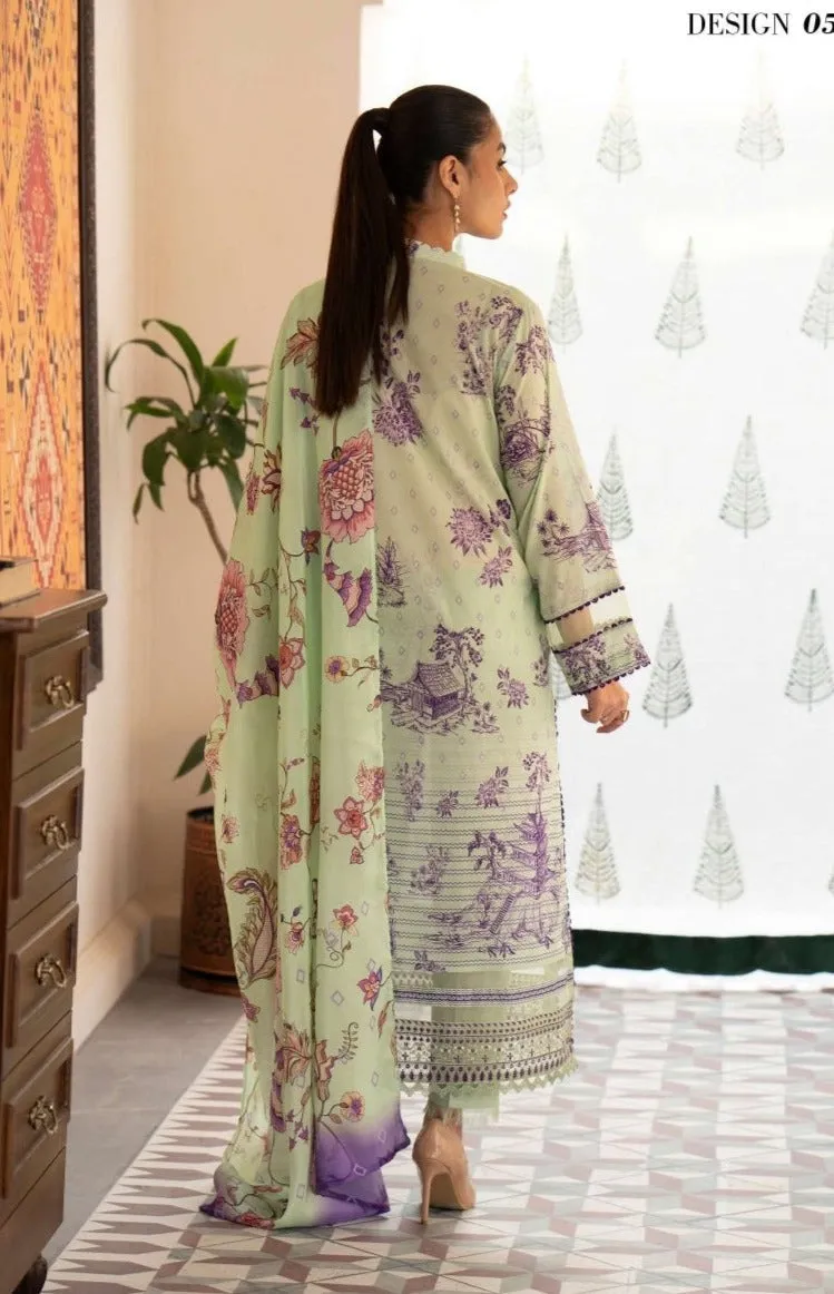 Morja Embroidered Lawn with Silk Dupatta by GullJee – Design-05