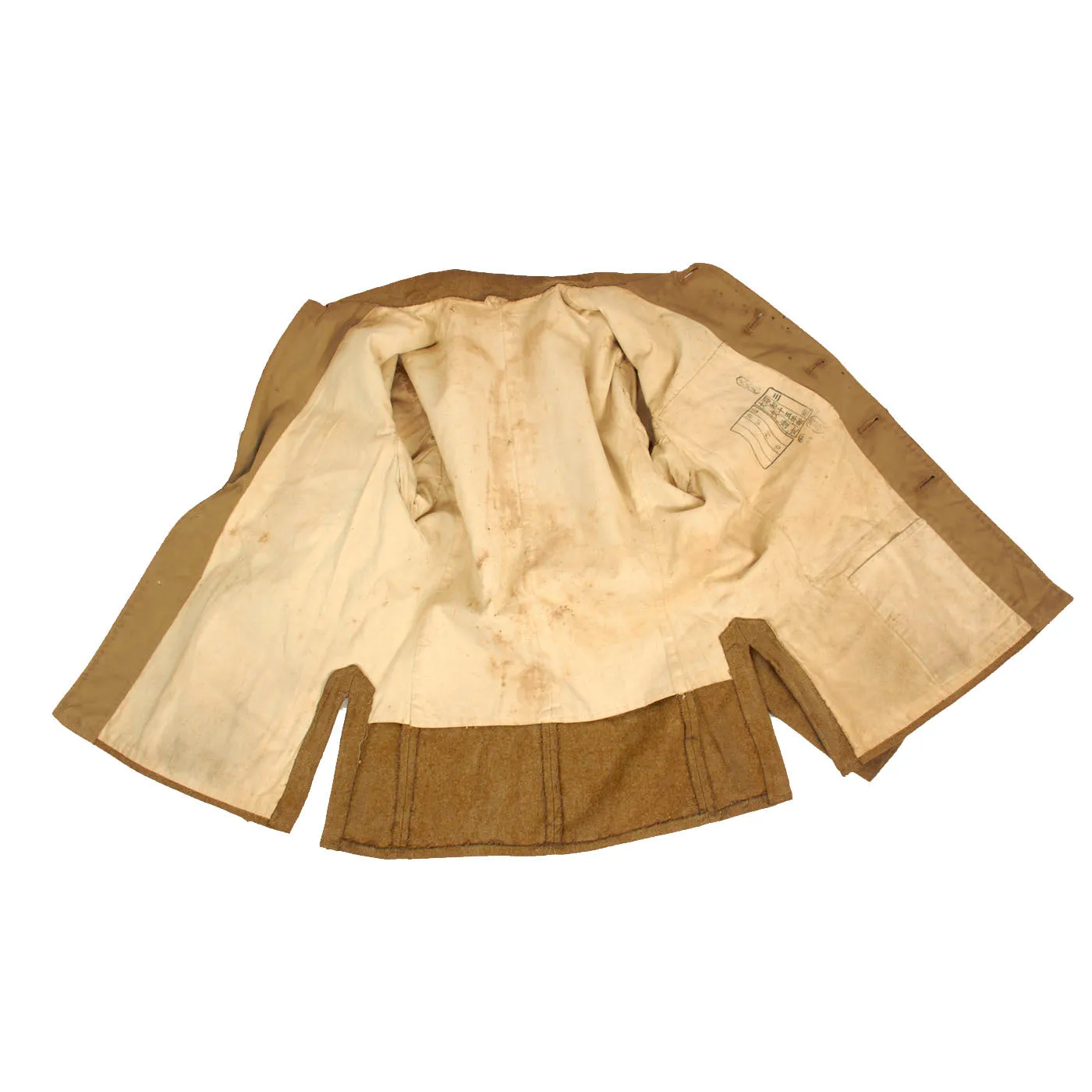 Original Japan WWII Imperial Japanese Army Sergeant’s Wool Tunic & Rain Coat With Gloves, Hood and Issued Socks