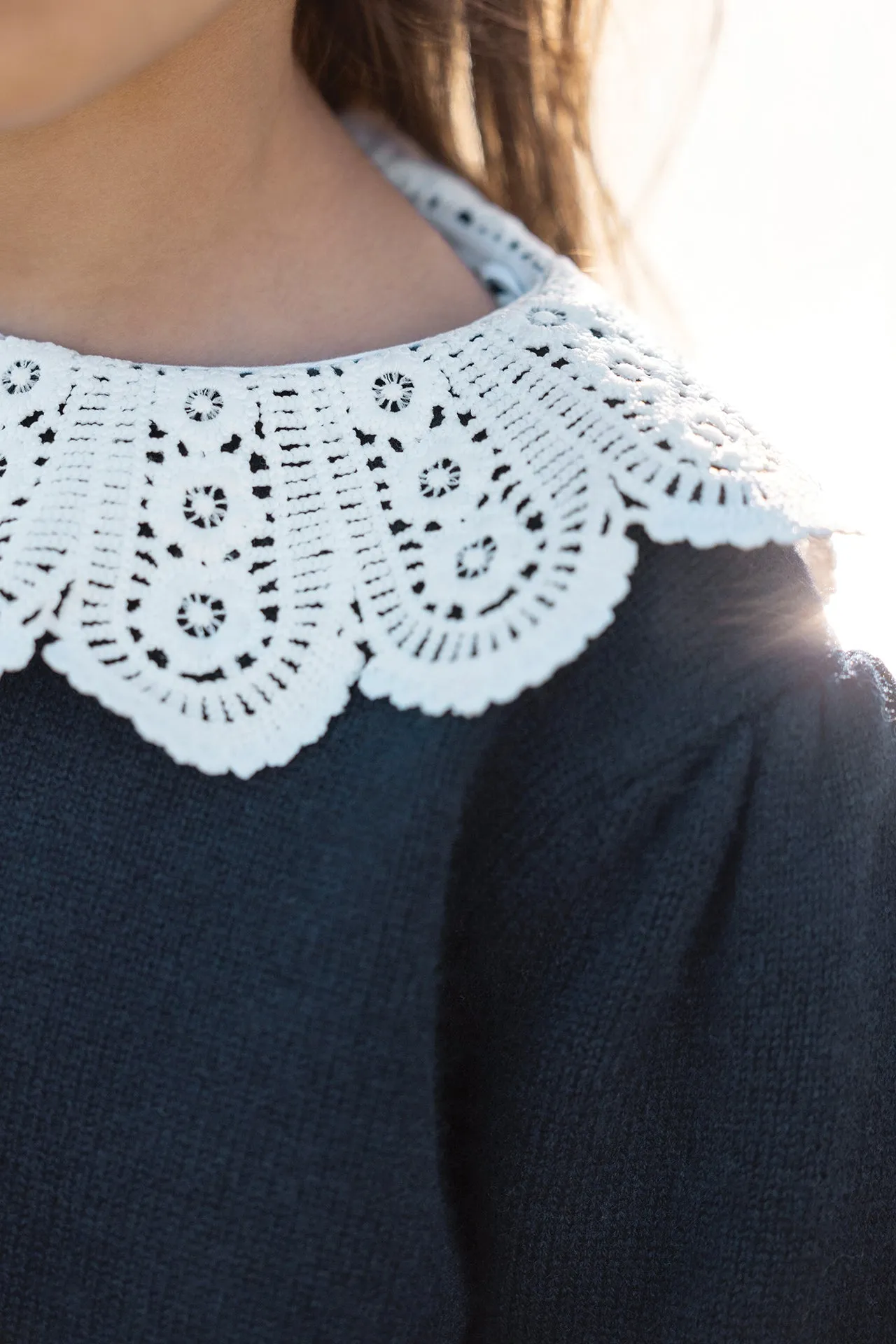 Pull - Marine col dentelle
