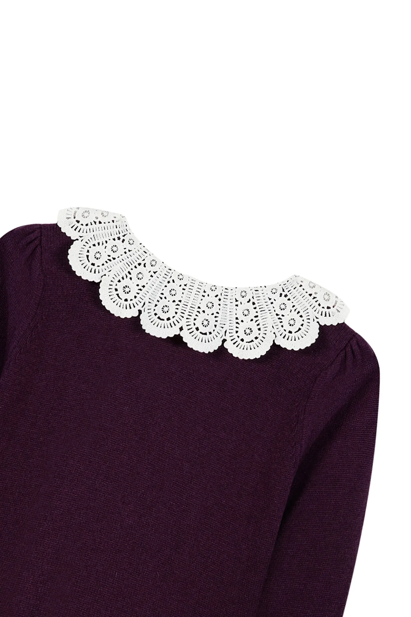 Pull - Violet col dentelle