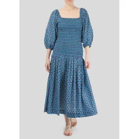 Rhode Resort Harper Shirred Printed Midi Dress
