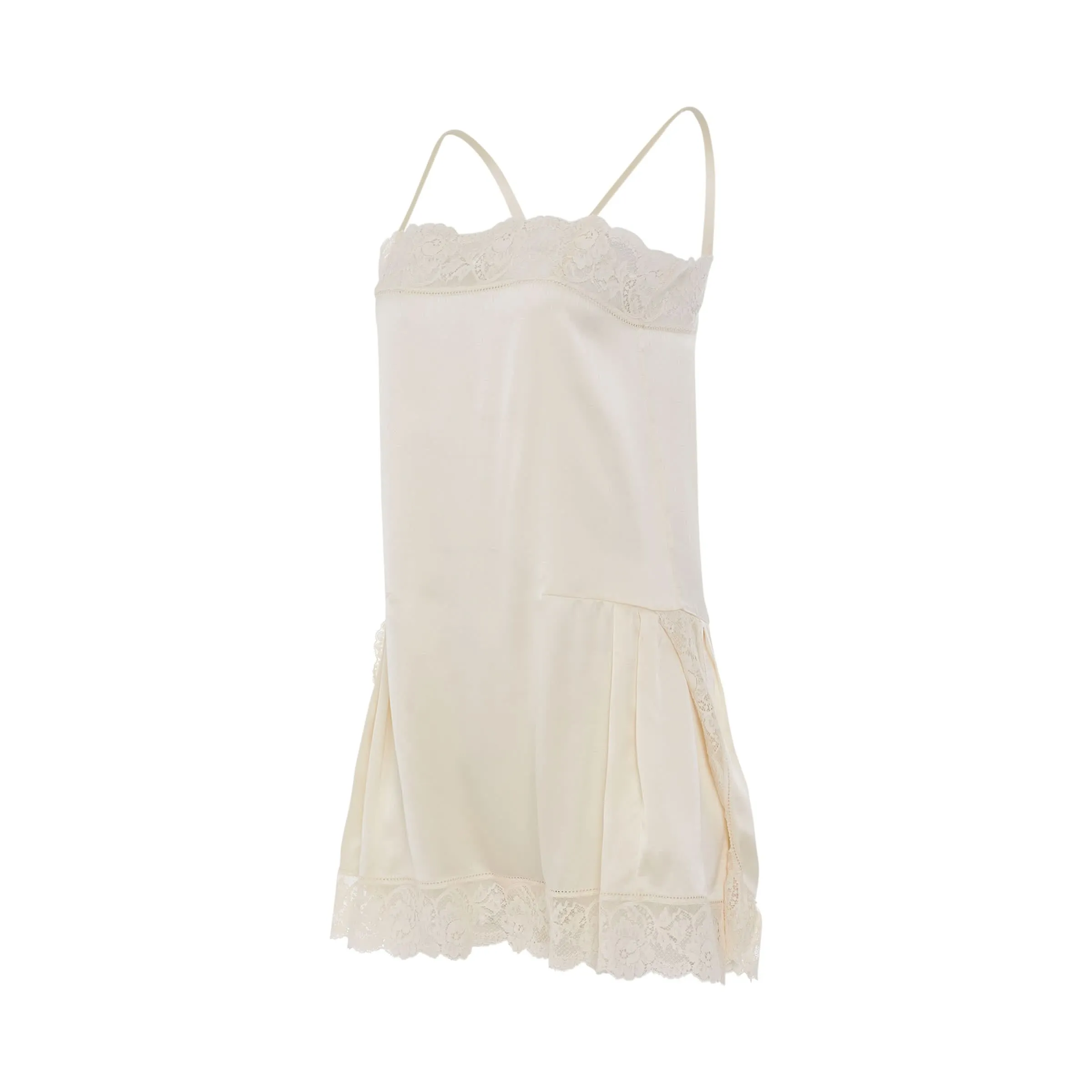 Silk Sleeveless Slip Mini Dress in Milk
