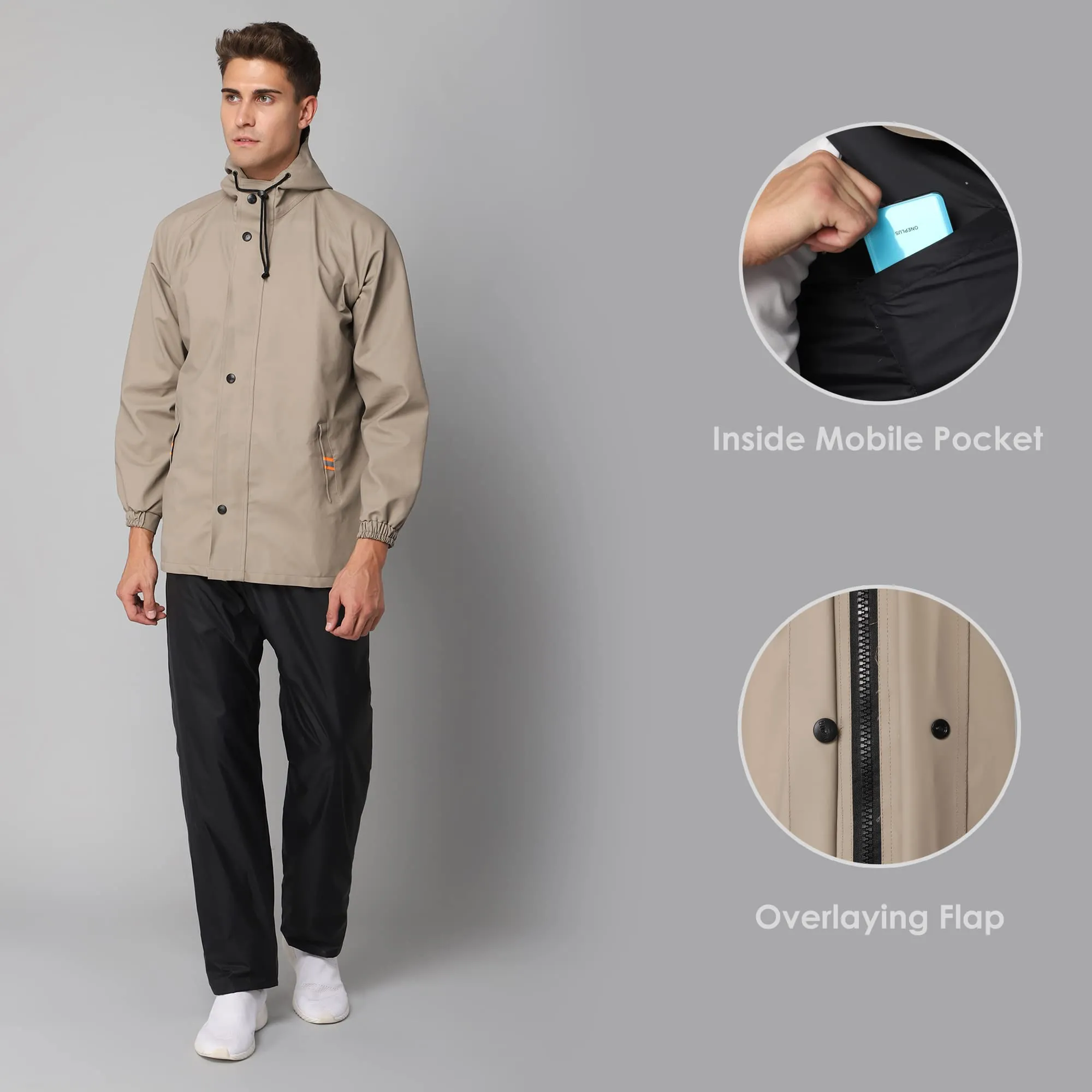 THE CLOWNFISH Jovian Series PVC Reversible Double Coating Waterproof Raincoat for Men with Adjustable Hood. Set of Top and Bottom Packed in Printed Plastic Pouch with Rope (Sacramento Green, X-Large)