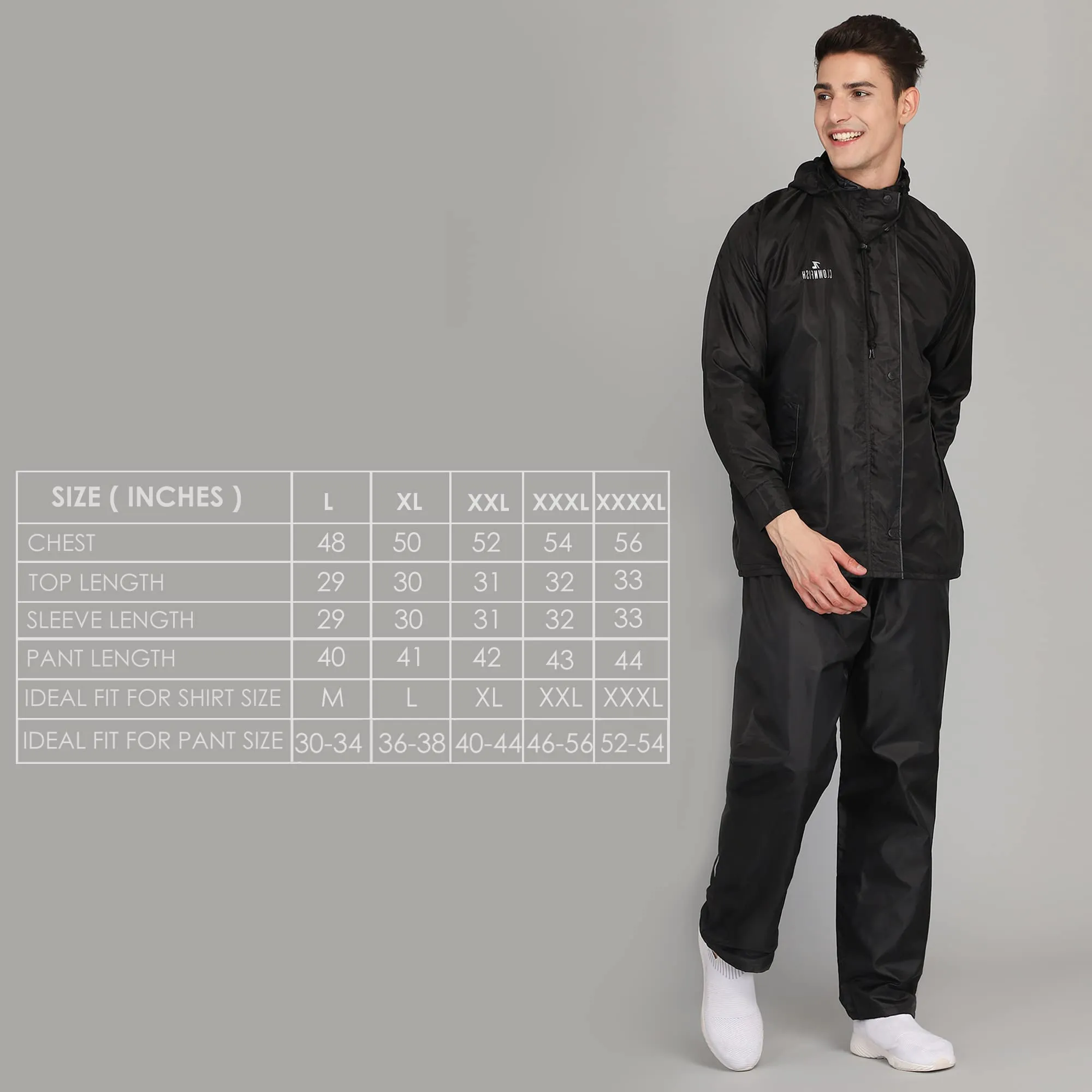 THE CLOWNFISH Road Rider Men's Waterproof Raincoat Polyester Double Coating Reversible Rain Suit with Hood & Mobile Pocket. Set of Top and Bottom. Printed Plastic Pouch (Fluoroscent Green, X-Large)