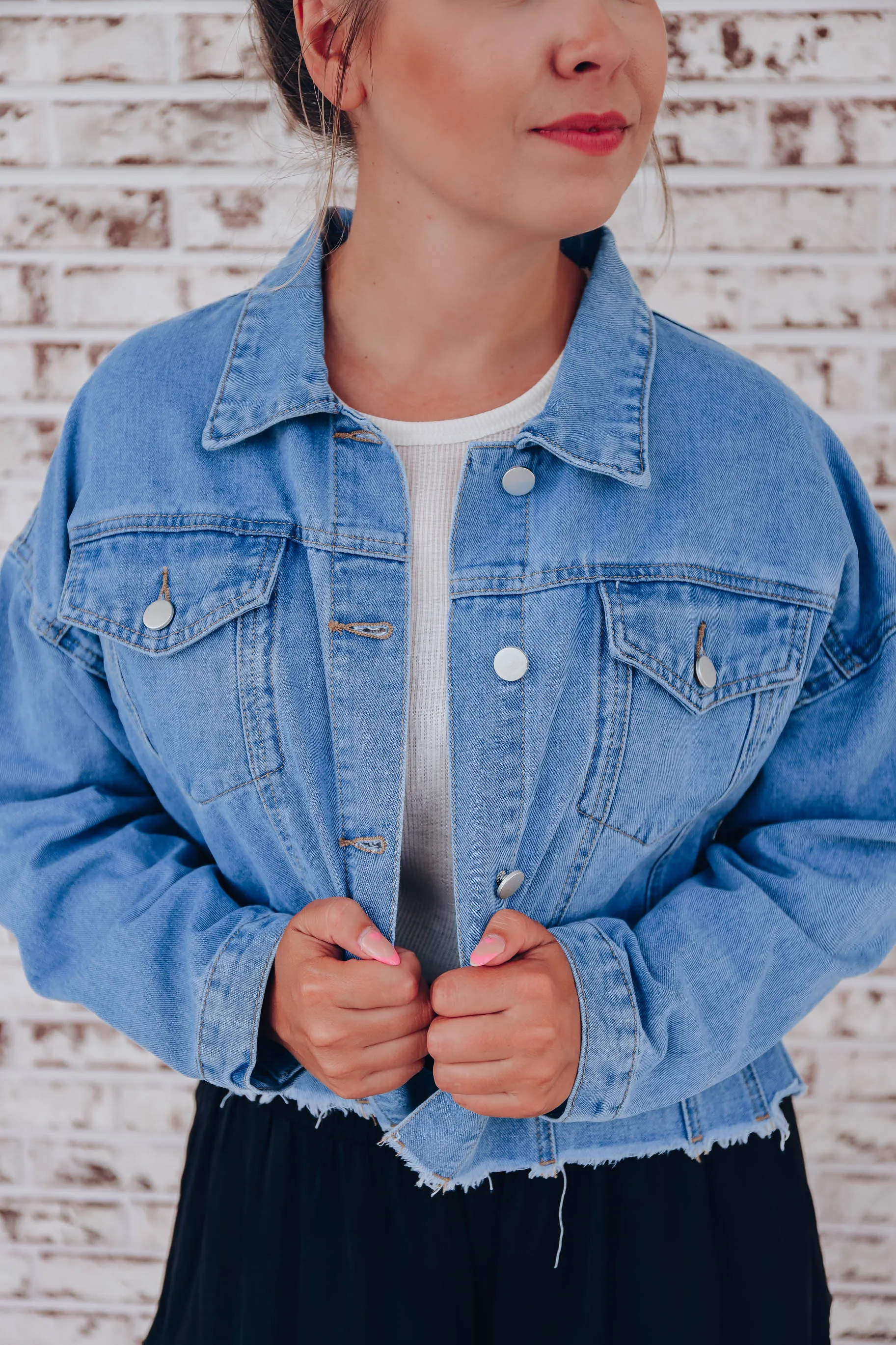 Watch Me Shine Rhinestone Denim Jacket